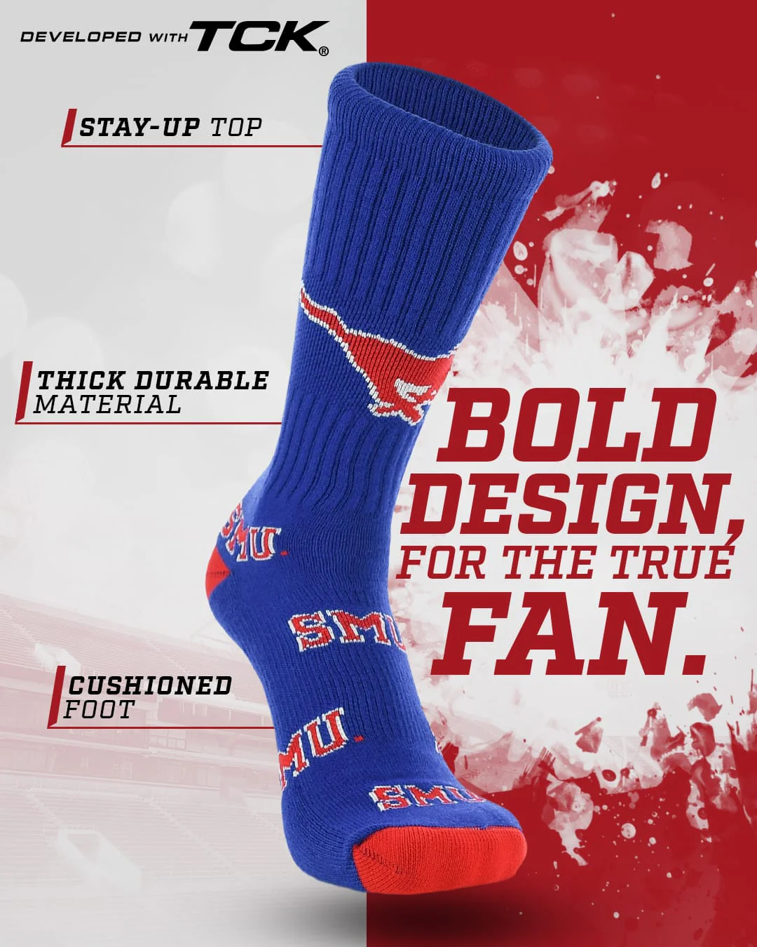 SMU Mustangs Mayhem Crew Socks - Image 2