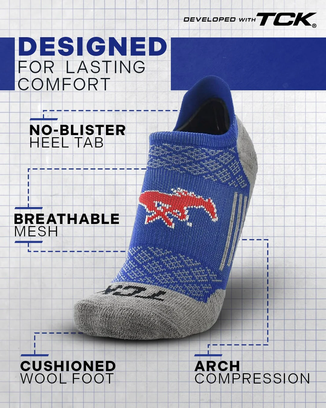 SMU Mustangs No Show Tour Socks - Image 2