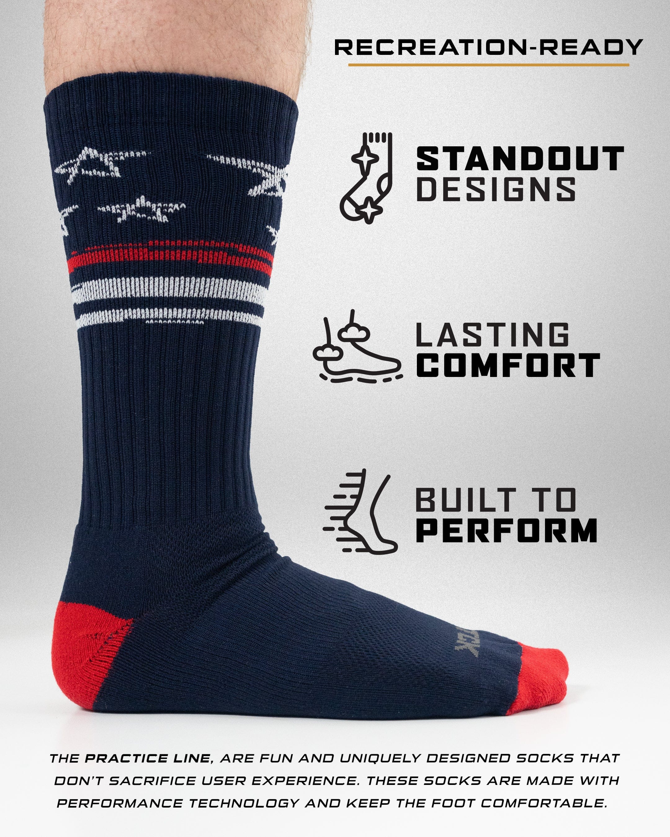 Star Spangled Scribble Hand Drawn Stars Crew Socks - Image 3