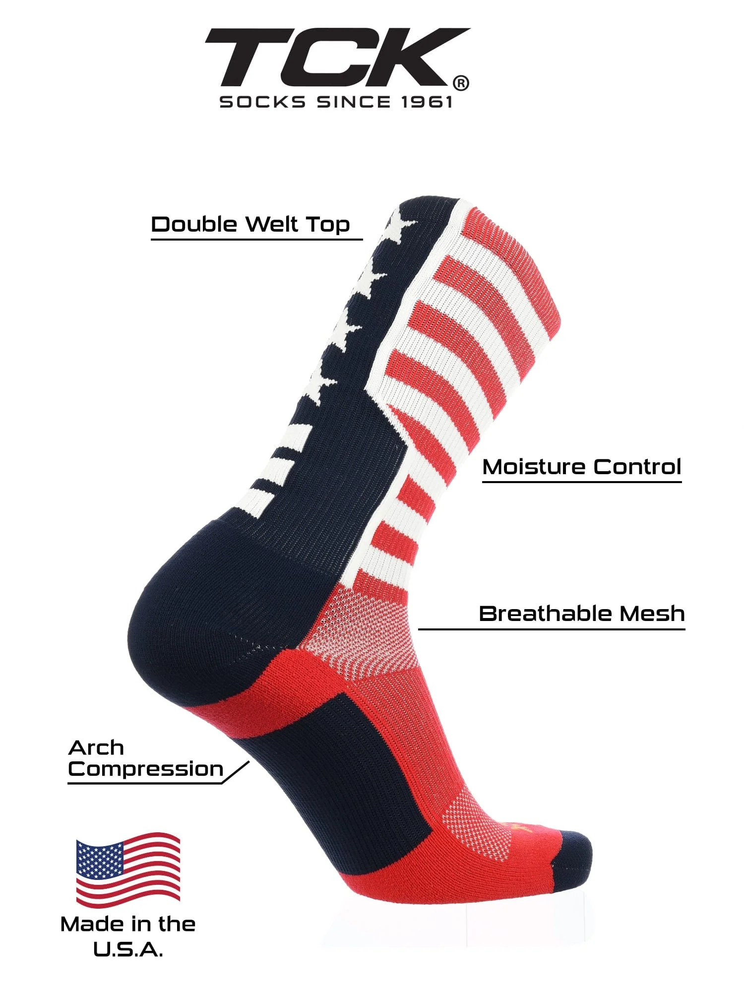 Crew Length American Socks with USA Flag - Image 3
