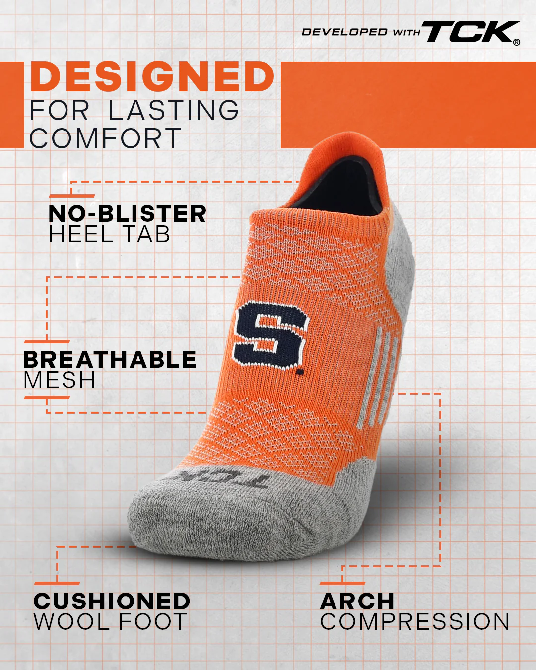 Syracuse Orange No Show Tour Socks - Image 2