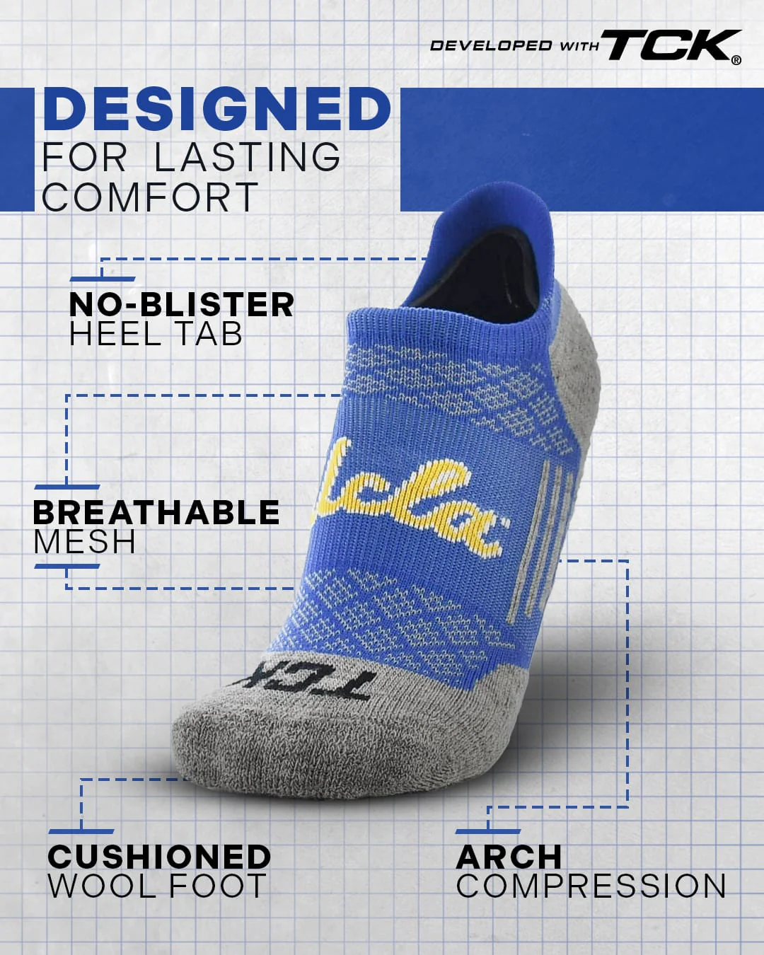 UCLA Bruins No Show Tour Socks - Image 2