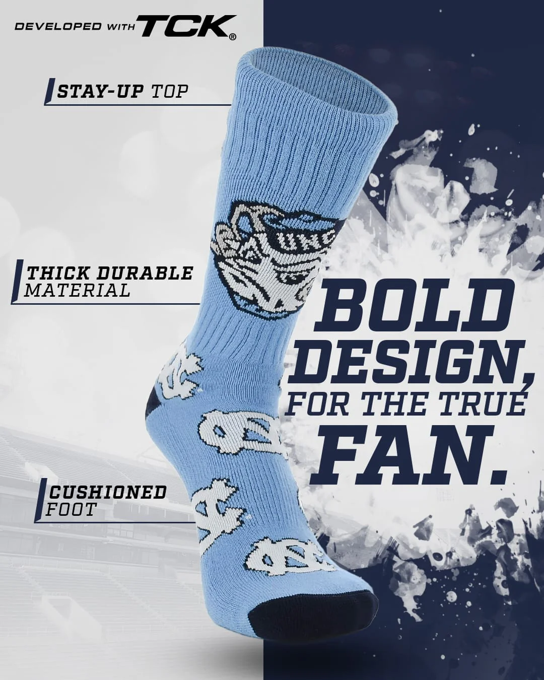 UNC Tar Heels Mayhem Crew Socks - Image 2