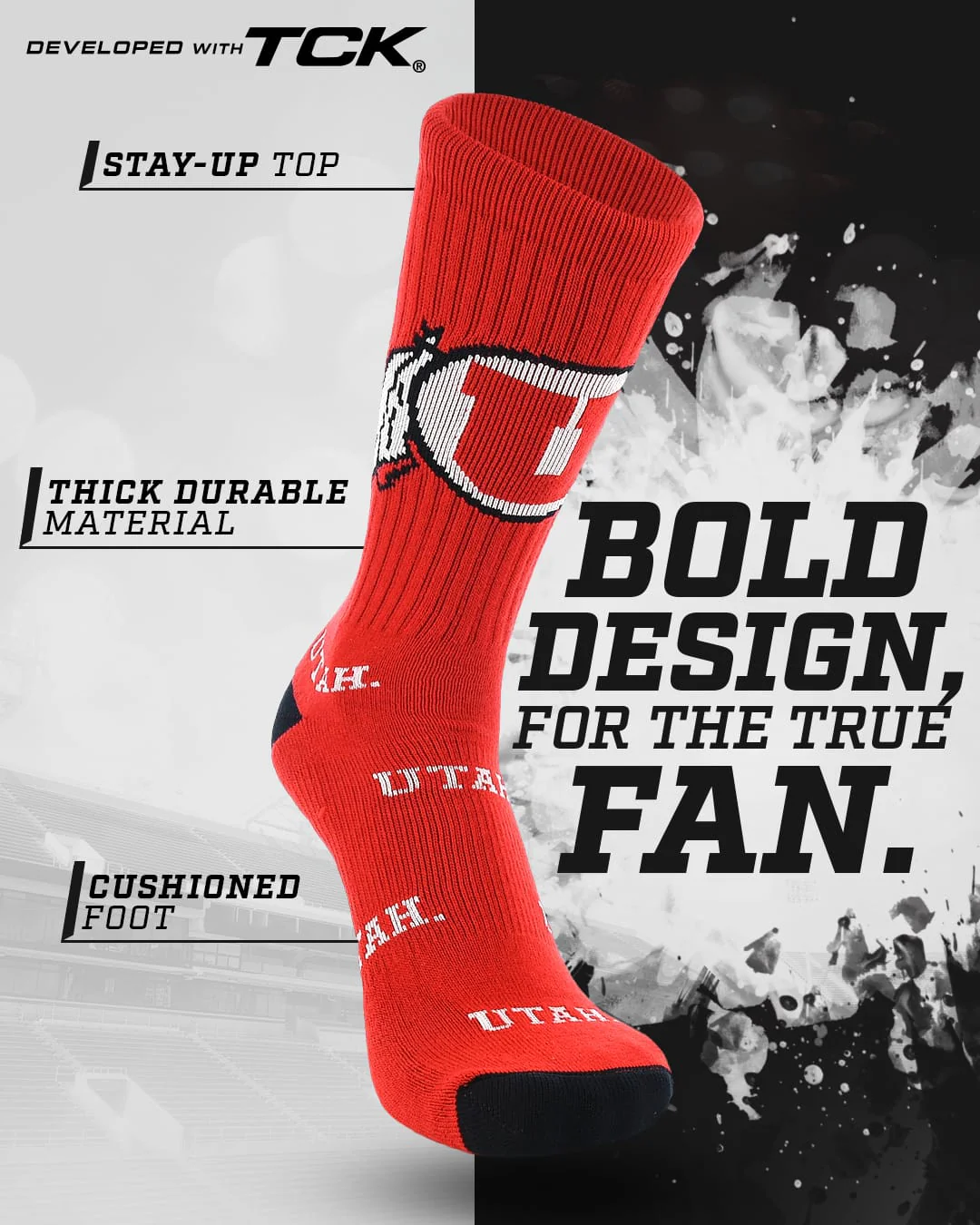 Utah Utes Mayhem Crew Socks - Image 2