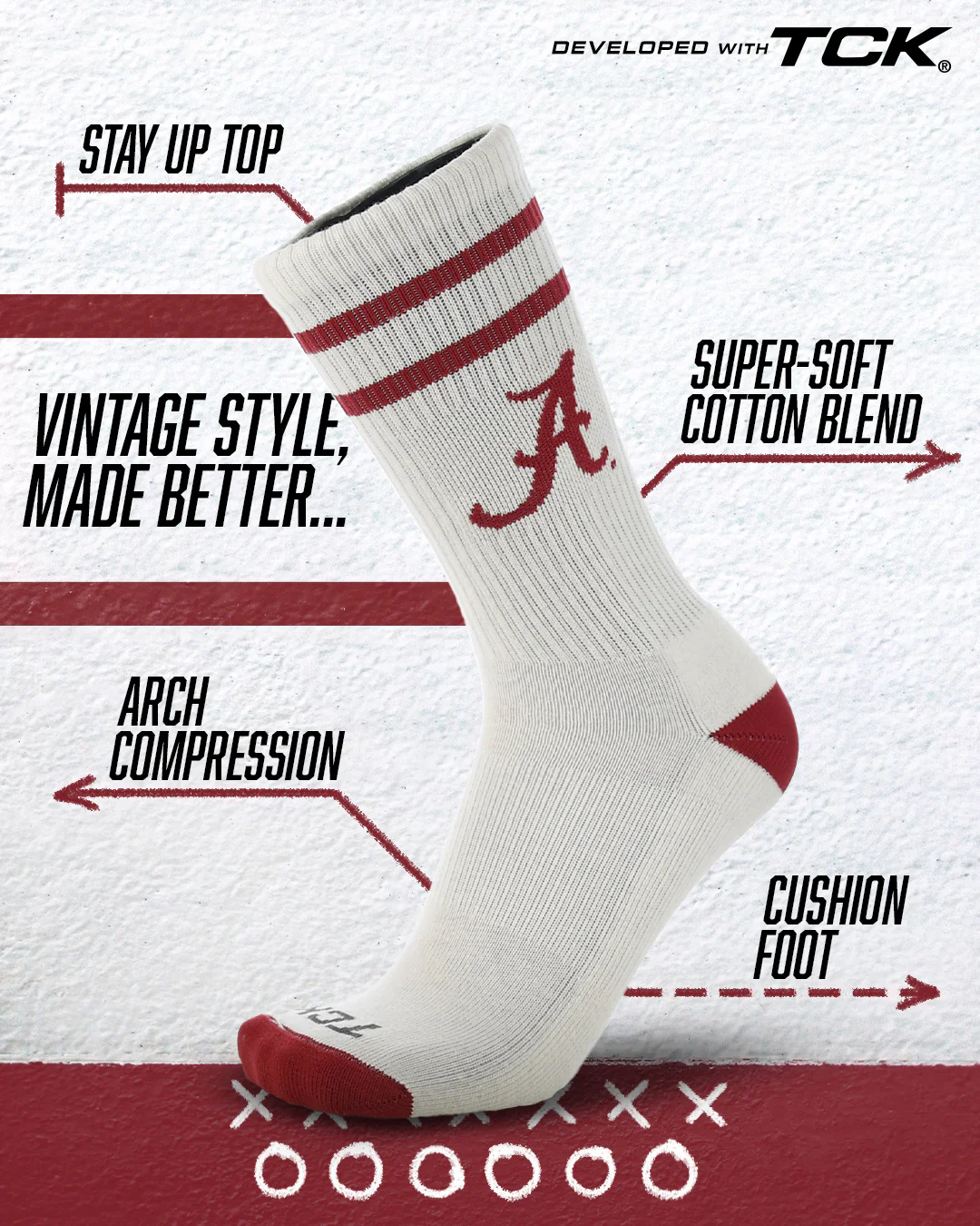 Vintage Alabama Crimson Tide Socks NCAA Socks For Men and Womens Soft Cotton Sock - Image 2