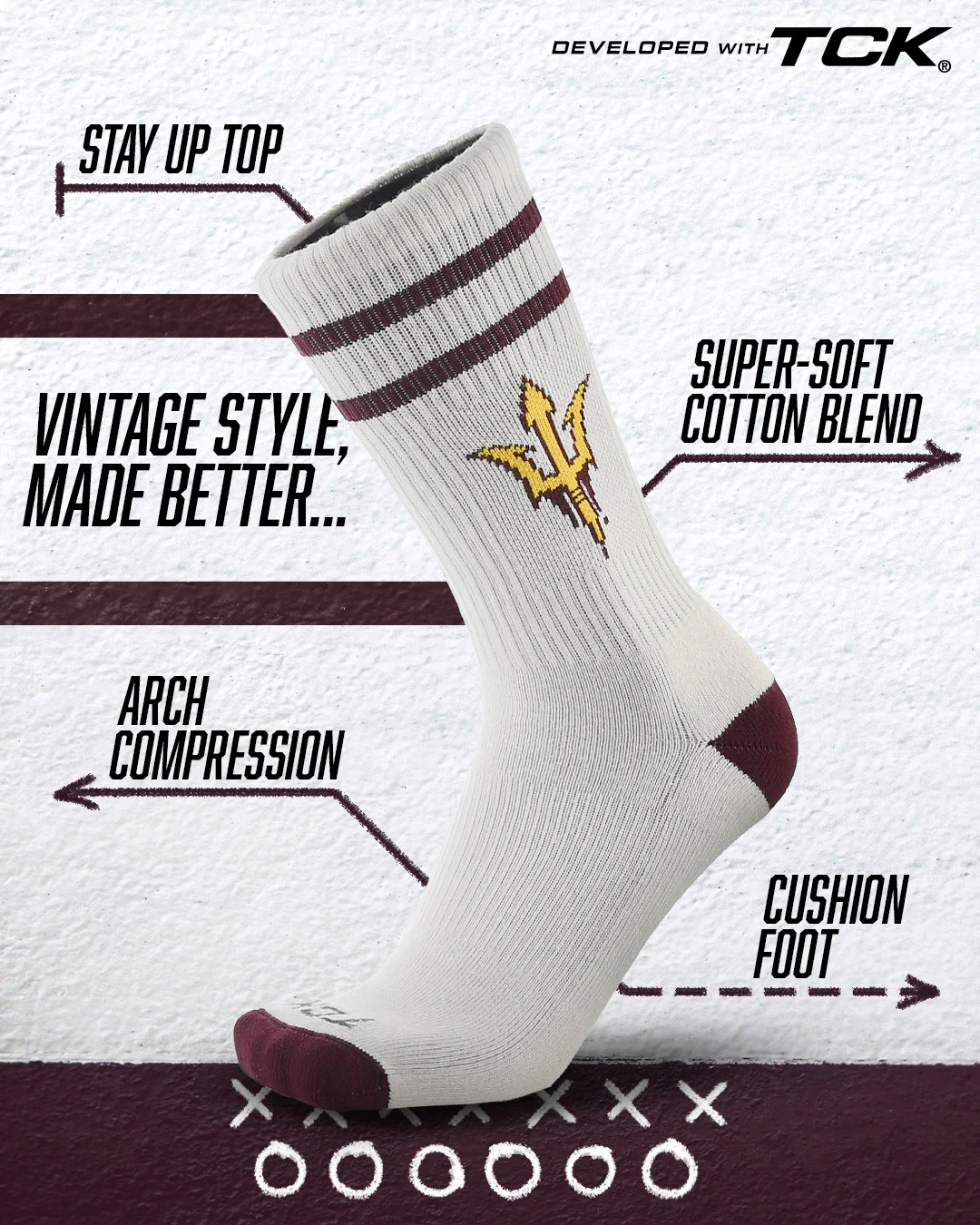 Vintage Arizona State Sun Devils Socks NCAA Socks For Men and Womens Soft Cotton Sock - Image 2