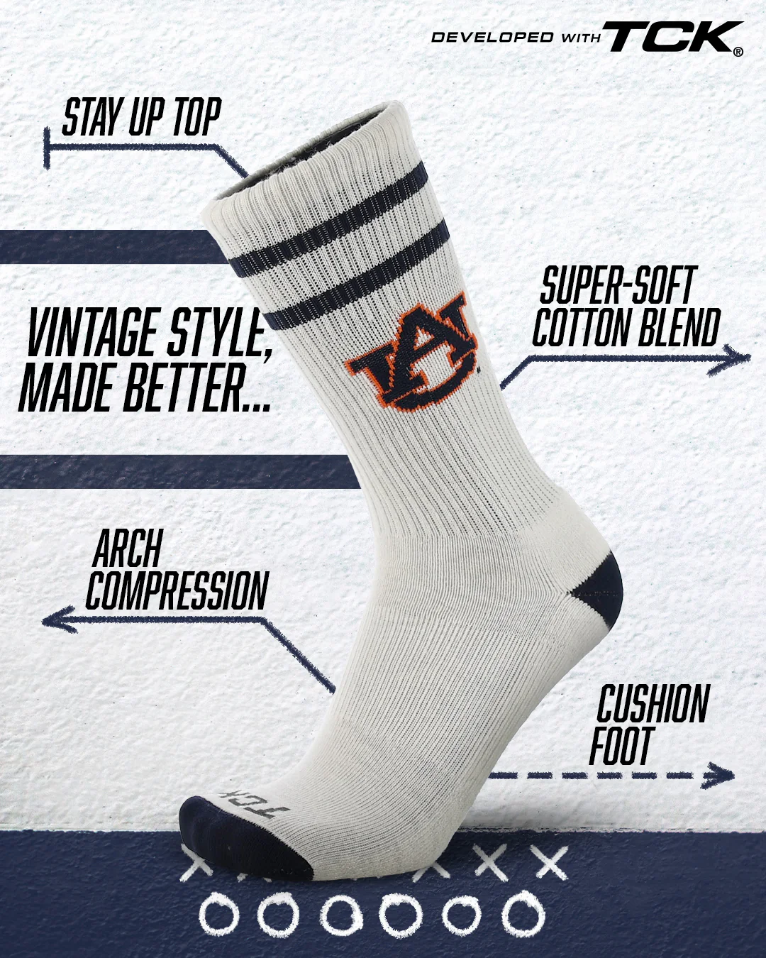 Vintage Auburn Tigers Socks NCAA Socks For Men and Womens Soft Cotton Sock - Image 2