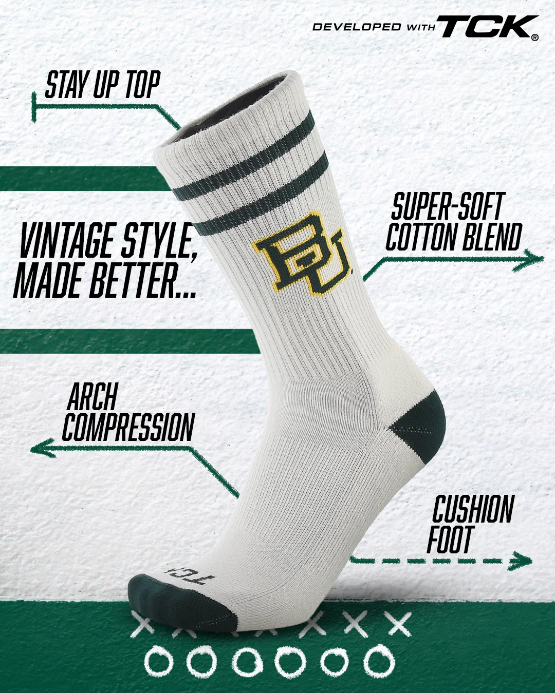 Vintage Baylor Bears Socks NCAA Socks For Men and Womens Soft Cotton Sock - Image 2