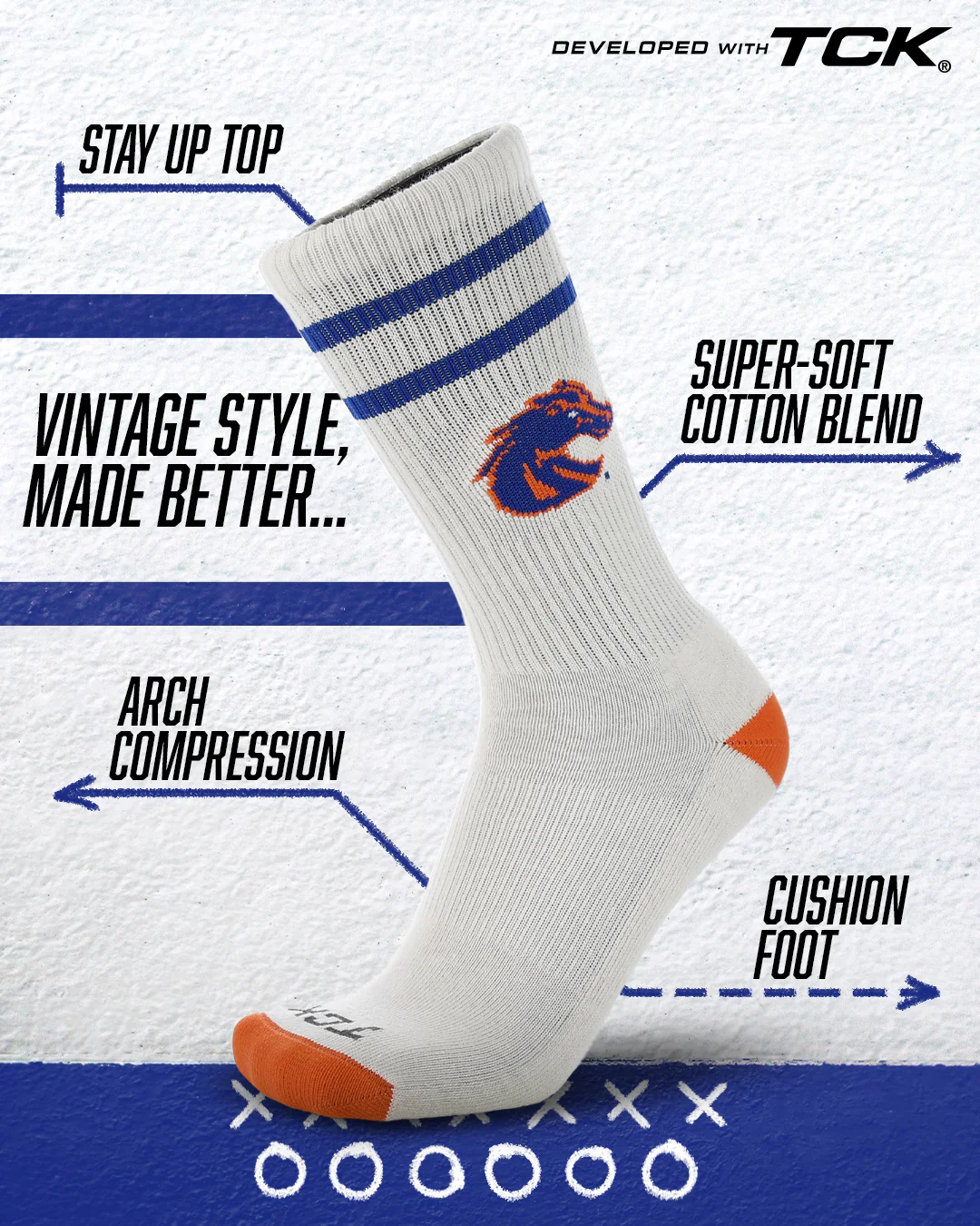 Vintage Boise State Broncos Socks NCAA Socks For Men and Womens Soft Cotton Sock - Image 2