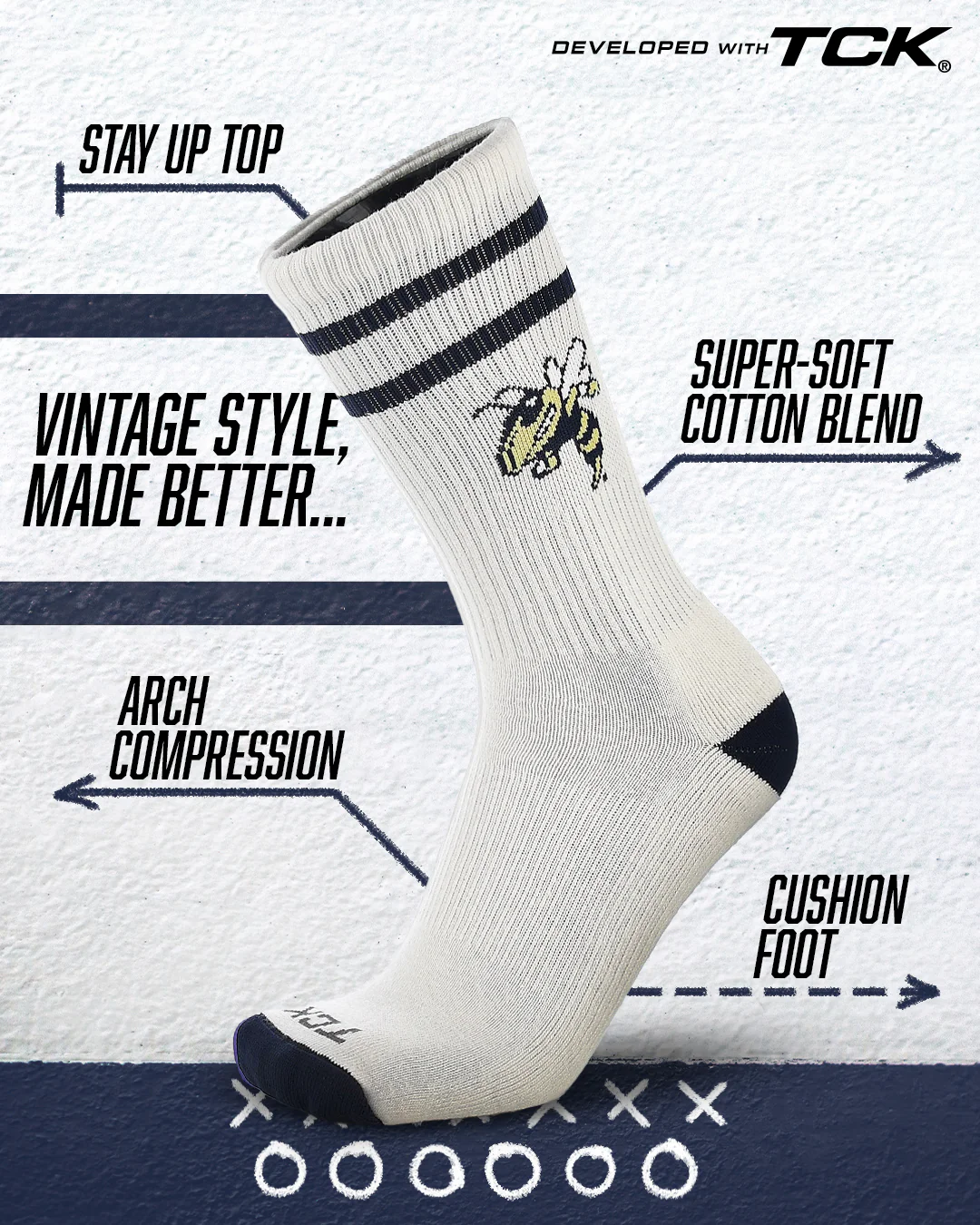 Vintage Georgia Tech Yellow Jackets Socks NCAA Socks For Men and Womens Soft Cotton Sock - Image 2