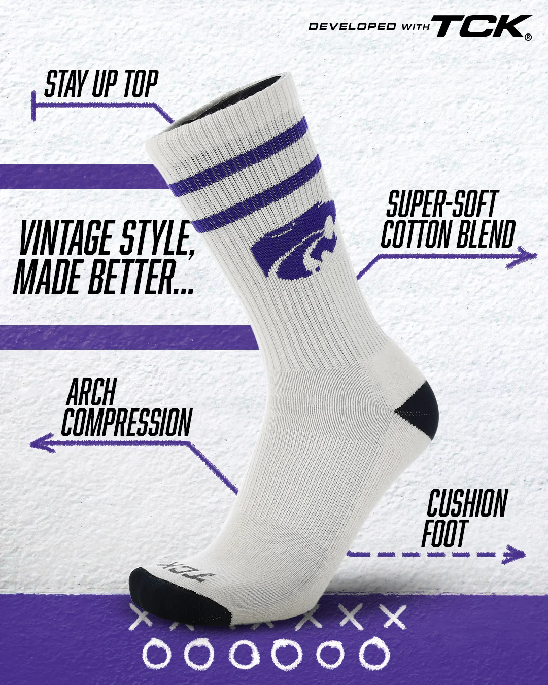 Vintage Kansas State Wildcats Socks NCAA Socks For Men and Womens Soft Cotton Sock - Image 2