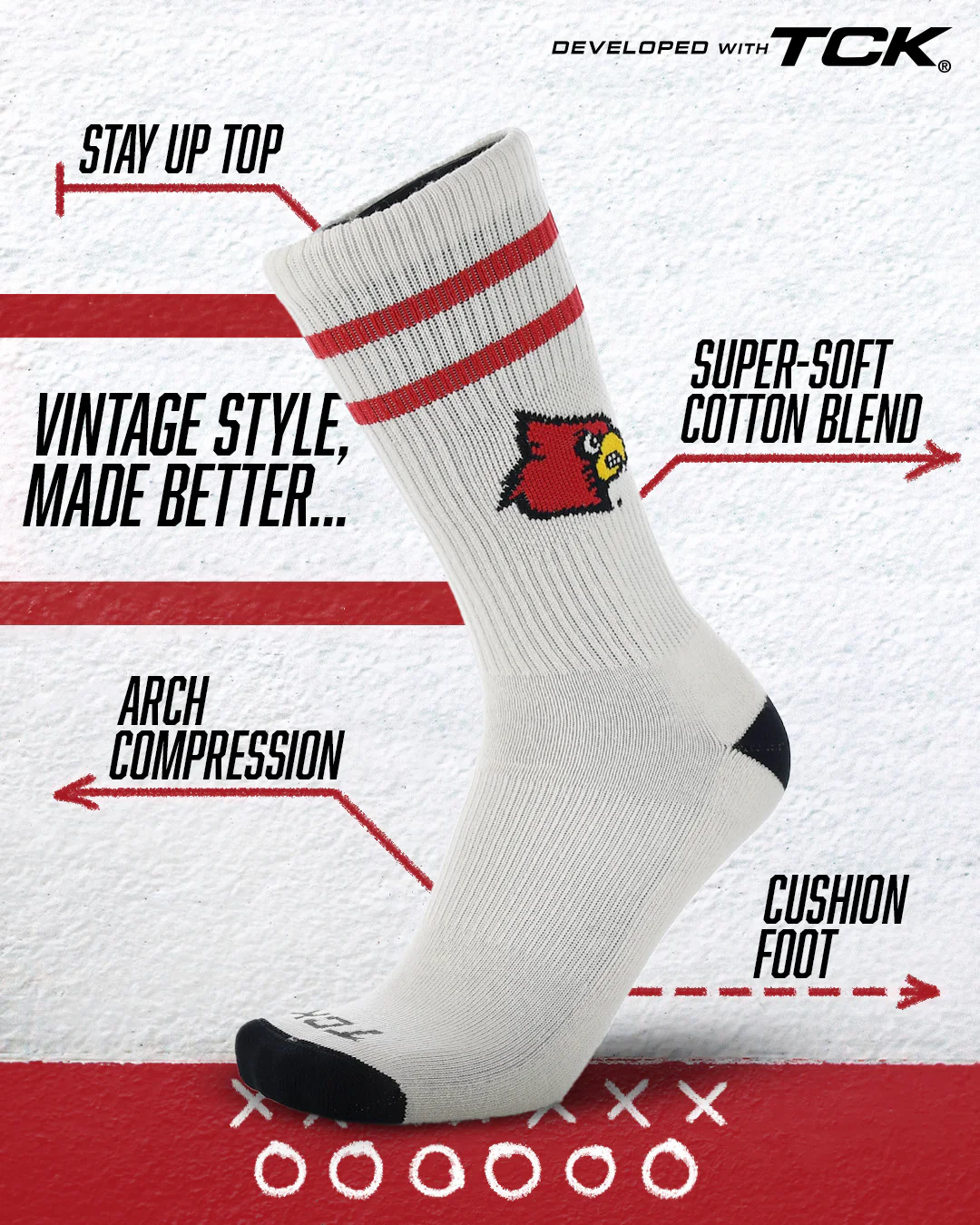 Vintage Louisville Cardinals Socks NCAA Socks For Men and Womens Soft Cotton Sock - Image 2