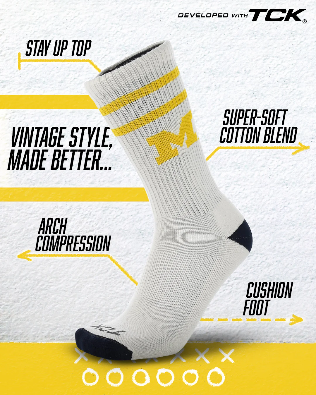 Vintage Michigan Wolverines Socks NCAA Socks For Men and Womens Soft Cotton Sock - Image 2