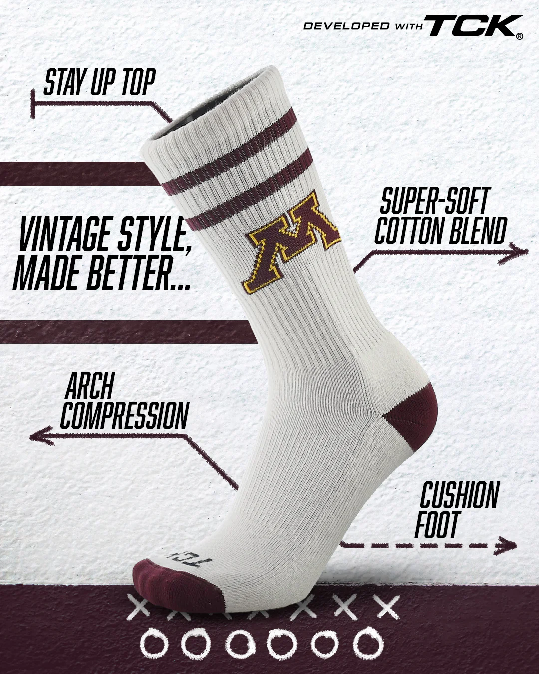 Vintage Minnesota Golden Gophers Socks NCAA Socks For Men and Womens Soft Cotton Sock - Image 2