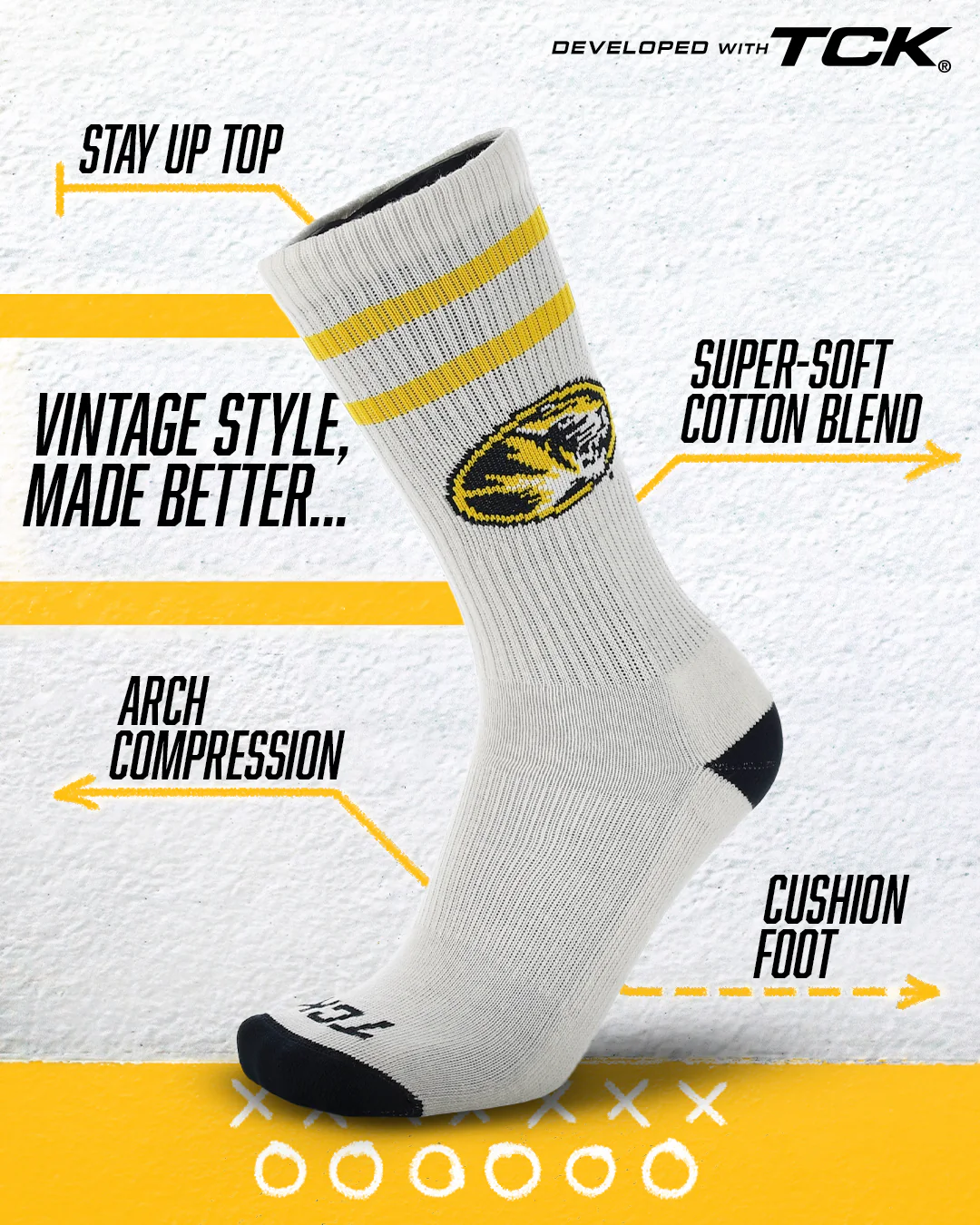 Vintage Missouri Tigers Socks NCAA Socks For Men and Womens Soft Cotton Sock - Image 2