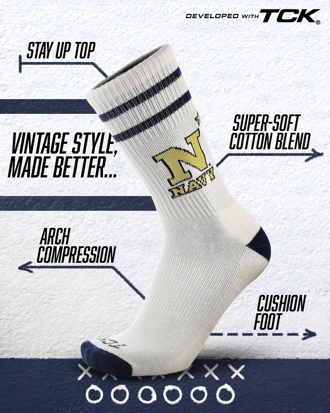 Vintage Navy Midshipmen NCAA Socks For Men and Womens Soft Cotton Sock - Image 2