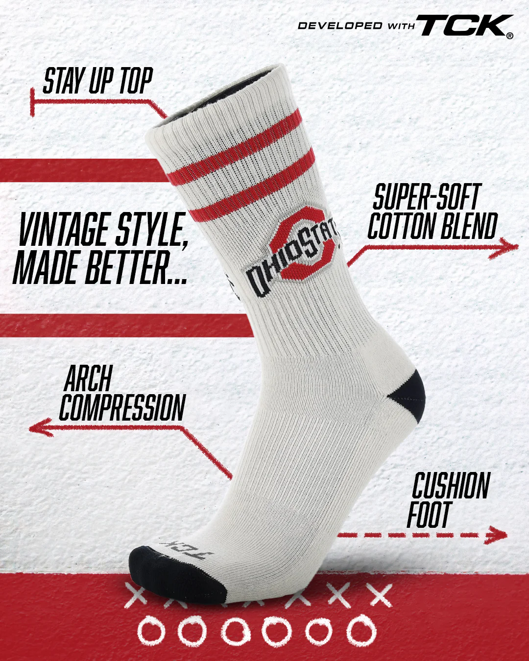 Vintage Ohio State Buckeyes Socks NCAA Socks For Men and Womens Soft Cotton Sock - Image 2