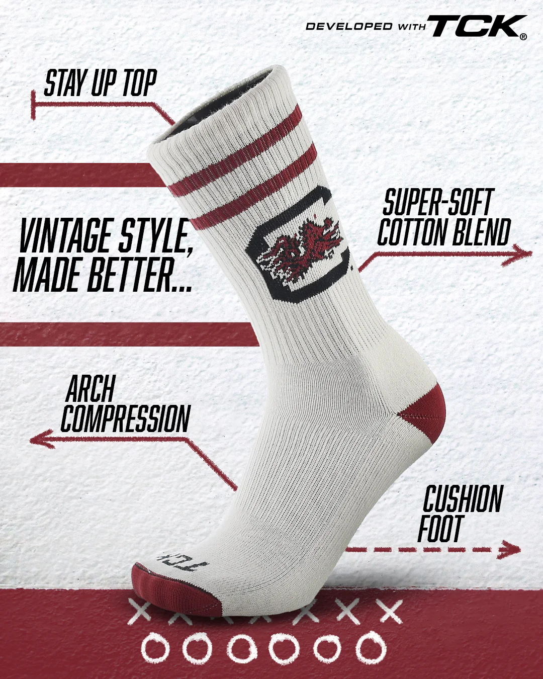 Vintage South Carolina Gamecocks Socks NCAA Socks For Men and Womens Soft Cotton Sock - Image 2