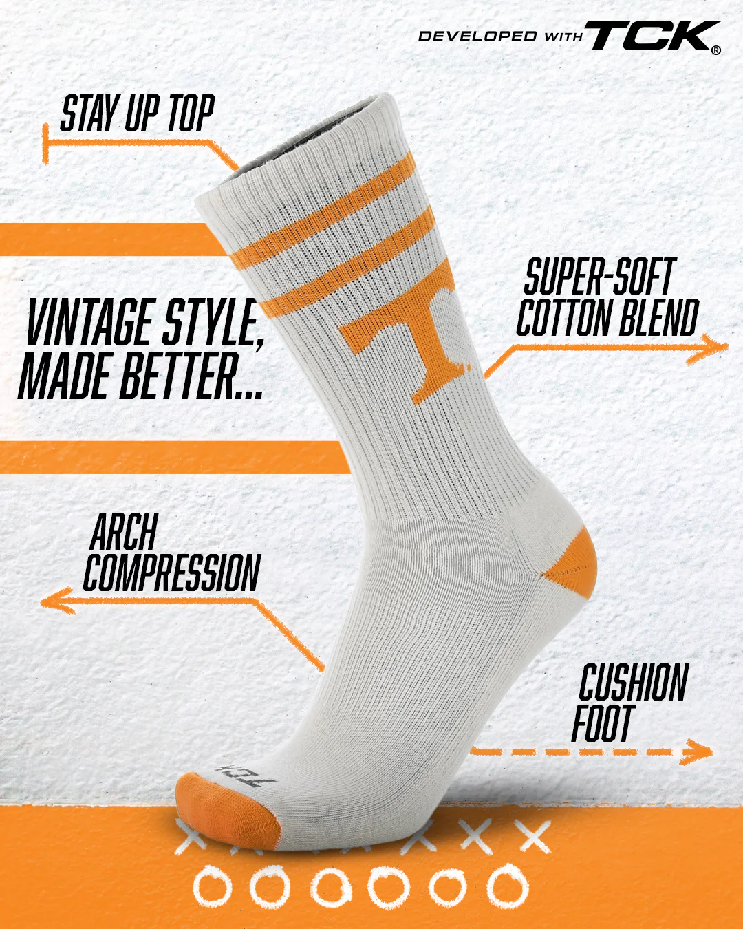Vintage Tennessee Volunteers Socks NCAA Socks For Men and Womens Soft Cotton Sock - Image 2