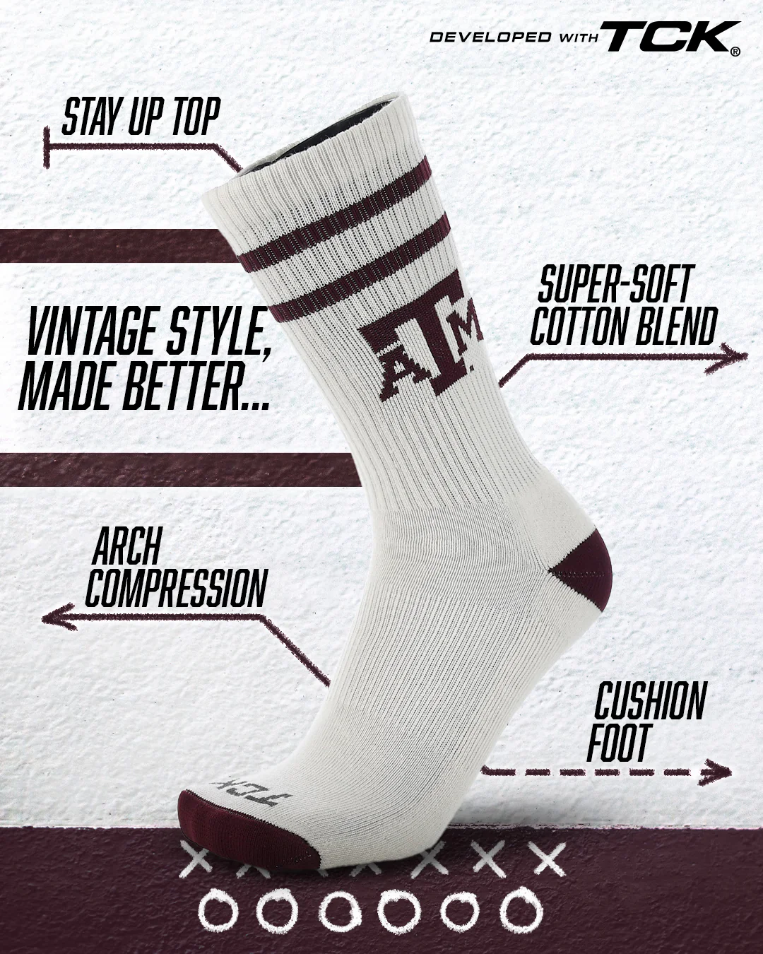 Vintage Texas A&M Aggies Socks NCAA Socks For Men and Womens Soft Cotton Sock - Image 2