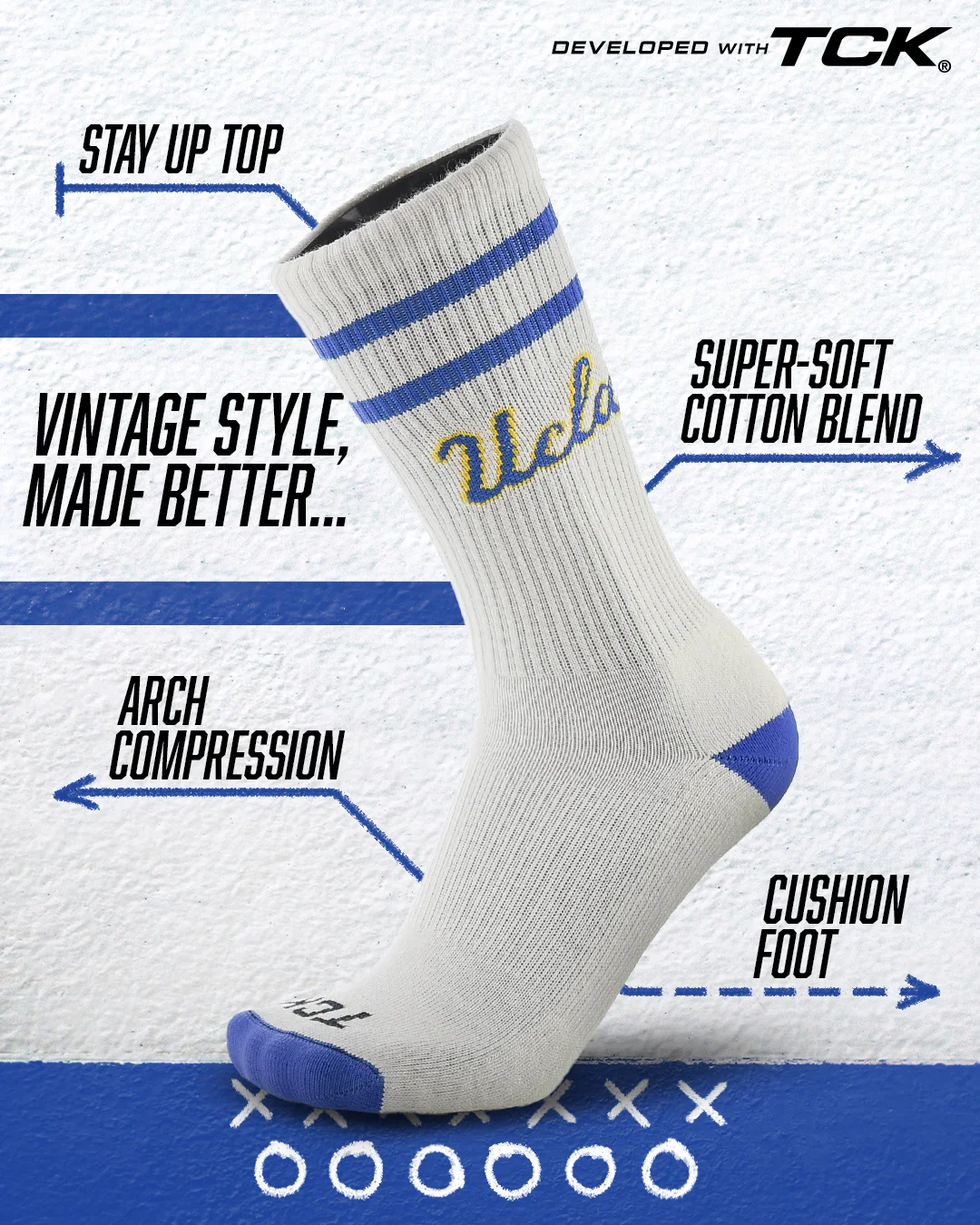 Vintage UCLA Bruins Socks NCAA Socks For Men and Womens Soft Cotton Sock - Image 2