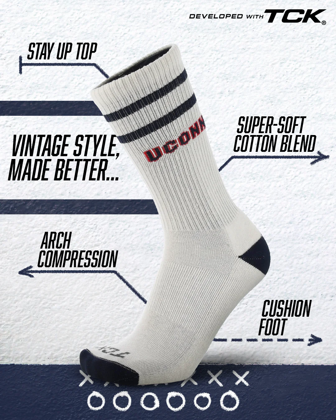 Vintage UConn Huskies Socks NCAA Socks For Men and Womens Soft Cotton Sock - Image 2
