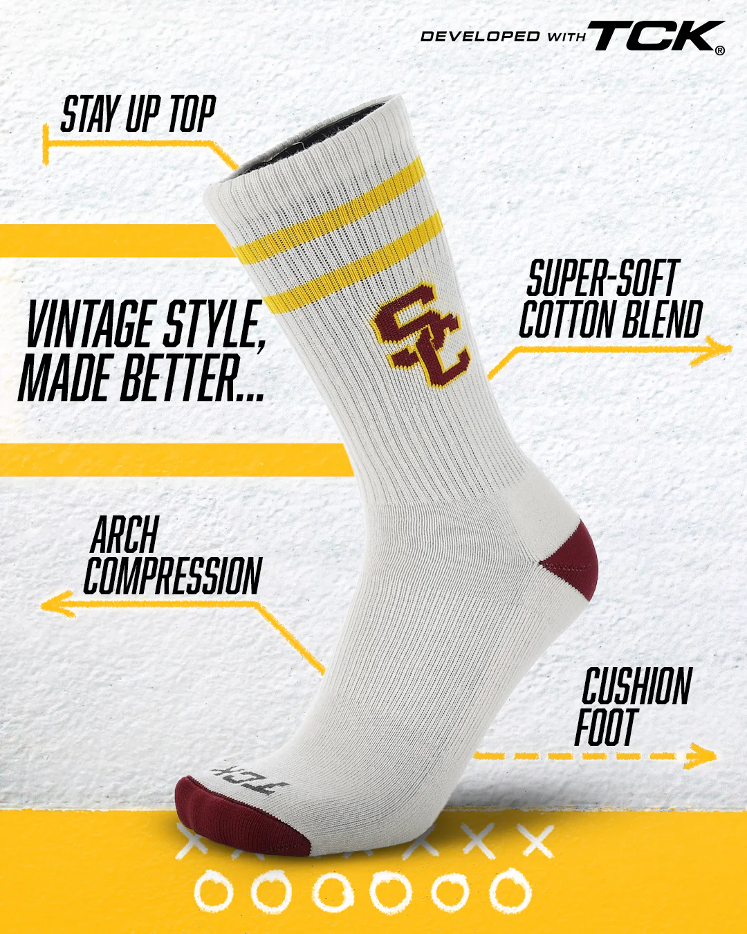 Vintage USC Trojans Socks NCAA Socks For Men and Womens Soft Cotton Sock - Image 2