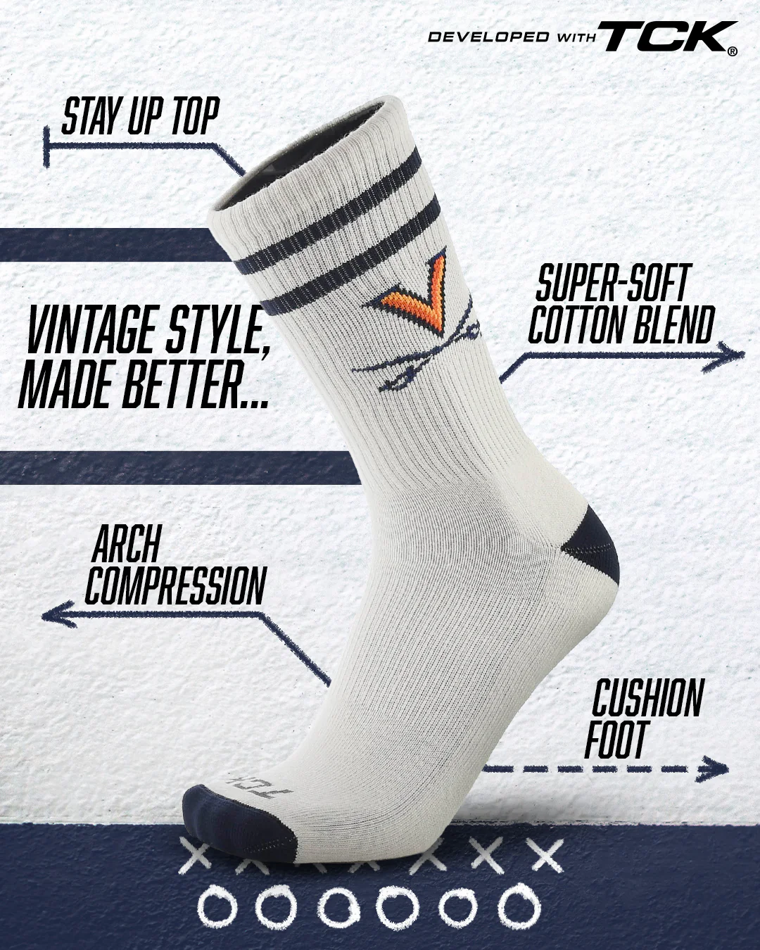 Vintage Virginia Cavaliers Socks NCAA Socks For Men and Womens Soft Cotton Sock - Image 2