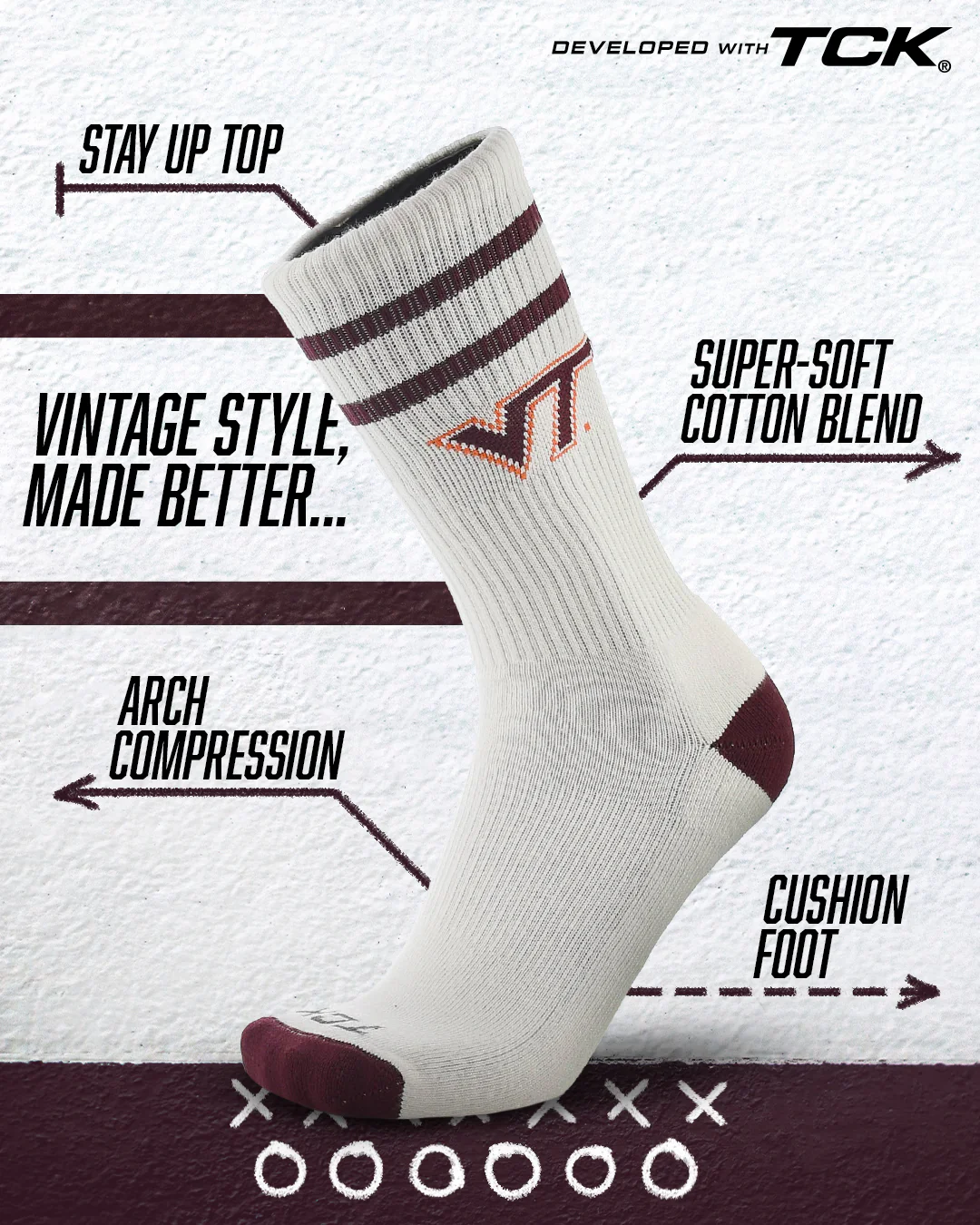 Vintage Virginia Tech Hokies Socks NCAA Socks For Men and Womens Soft Cotton Sock - Image 2