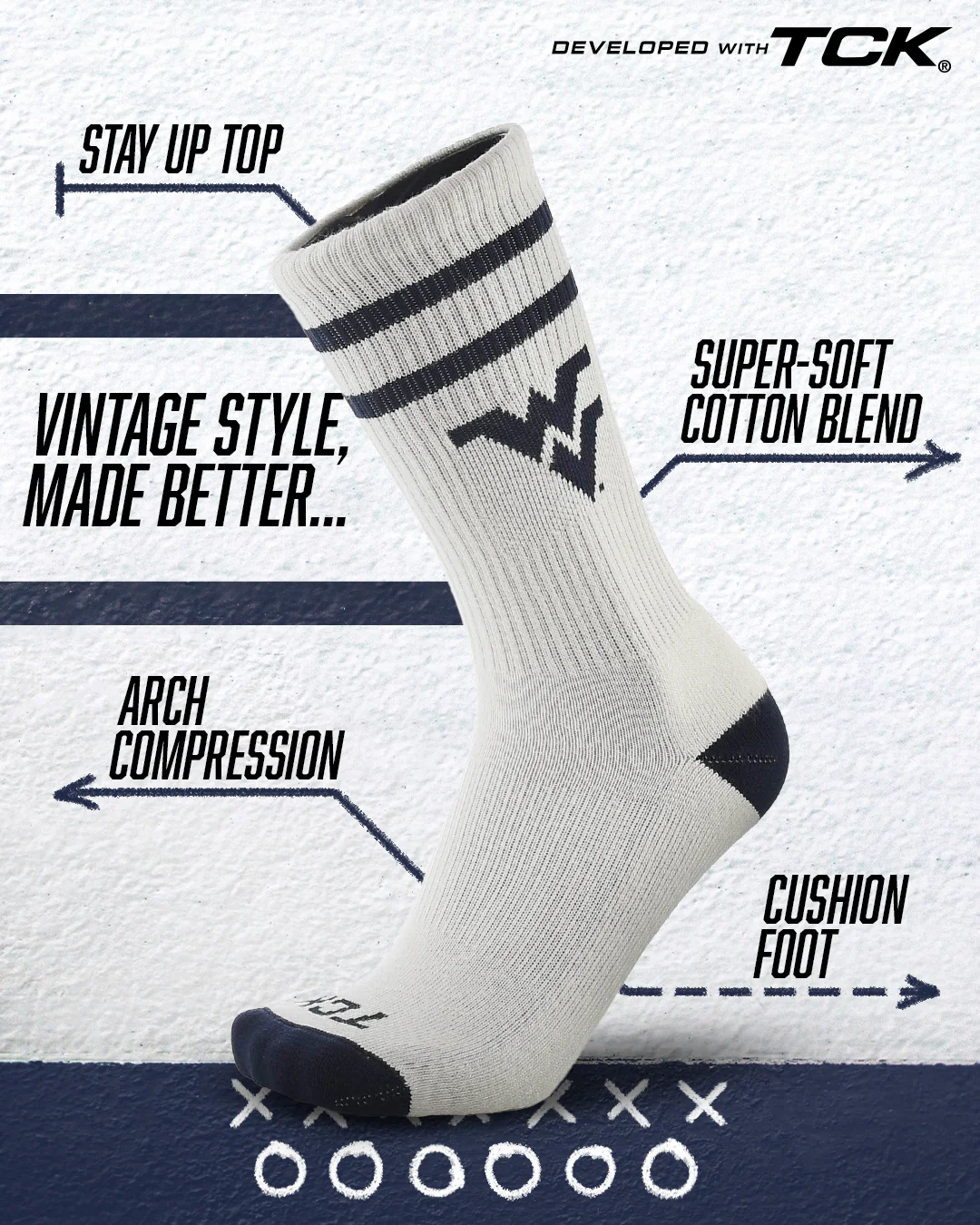 Vintage West Virginia Mountaineers Socks NCAA Socks For Men and Womens Soft Cotton Sock - Image 2