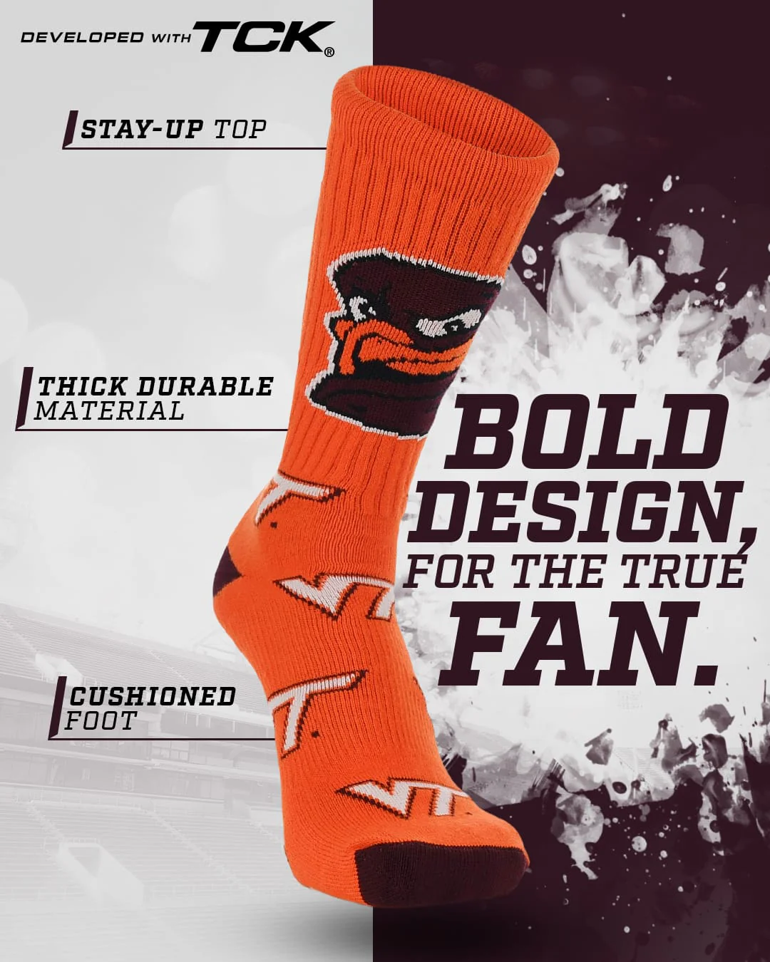Virginia Tech Hokies Mayhem Crew Socks - Image 2