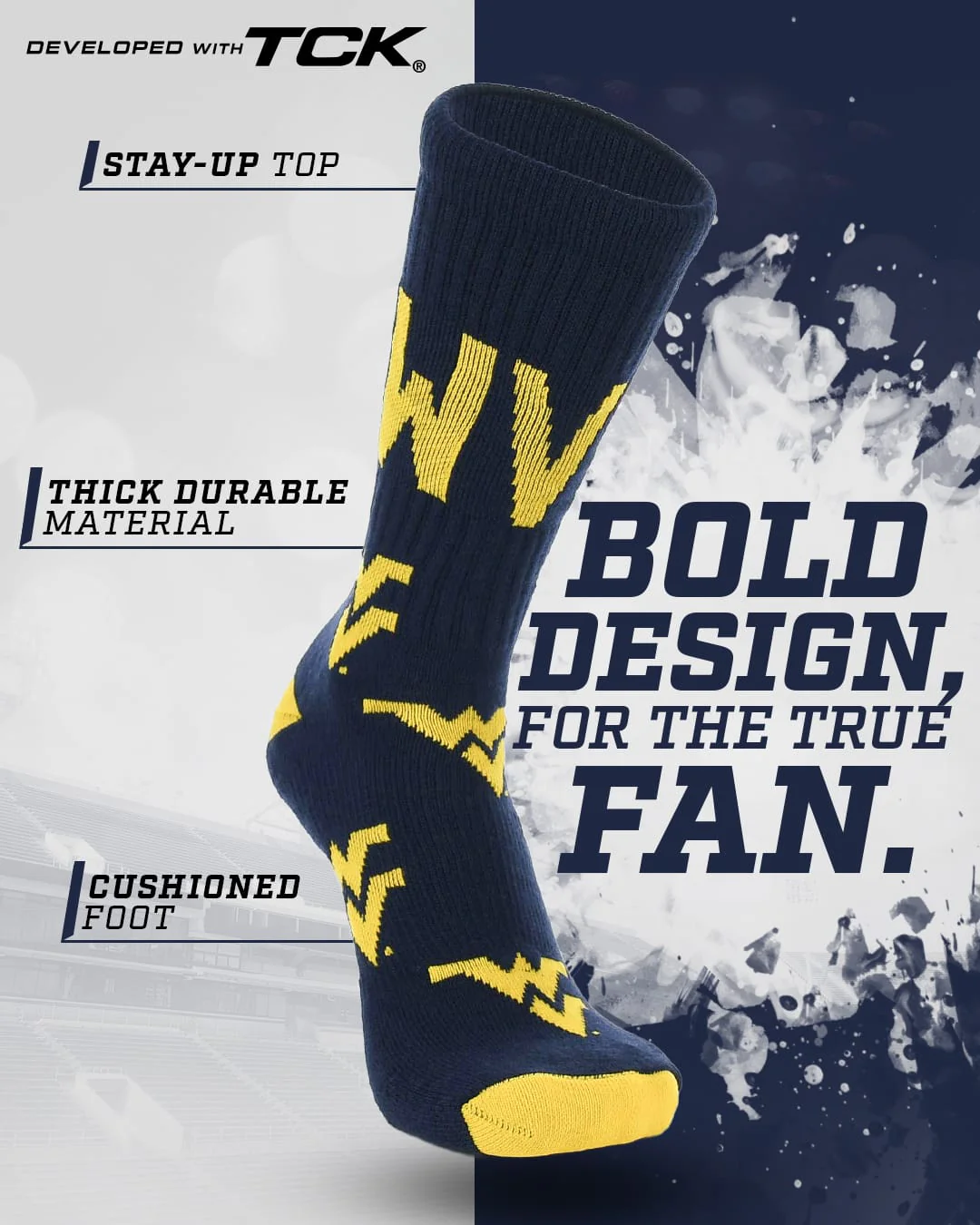 West Virginia Mountaineers Mayhem Crew Socks - Image 2