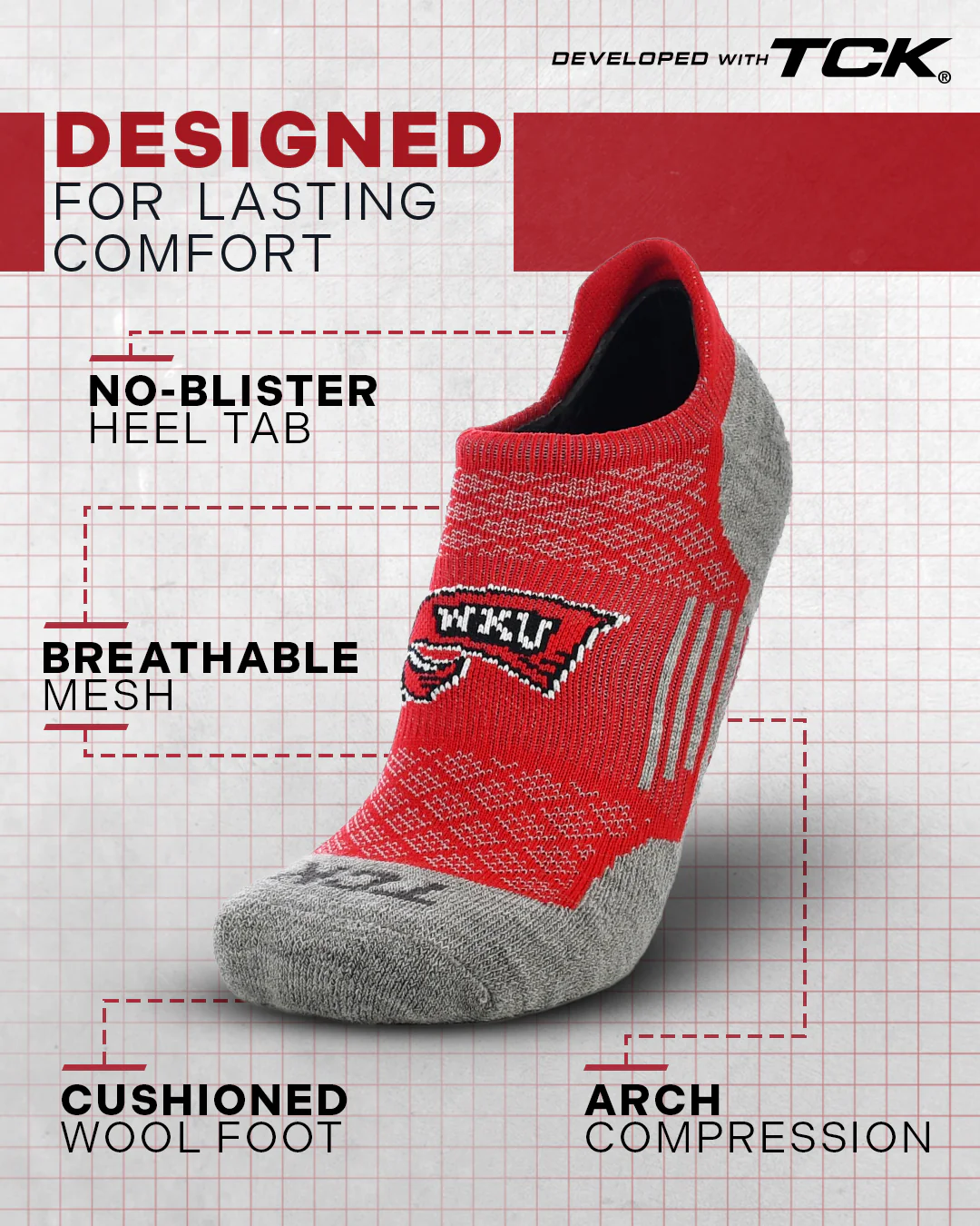 Western Kentucky Hilltoppers No Show Tour Socks - Image 2