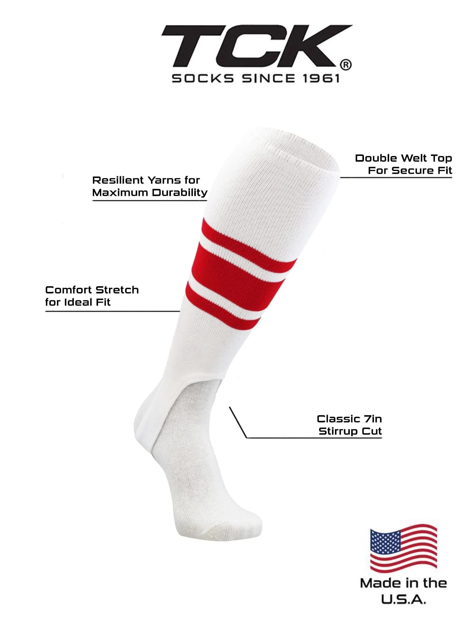 White Stirrups for Softball and Baseball with Stripes - Image 4