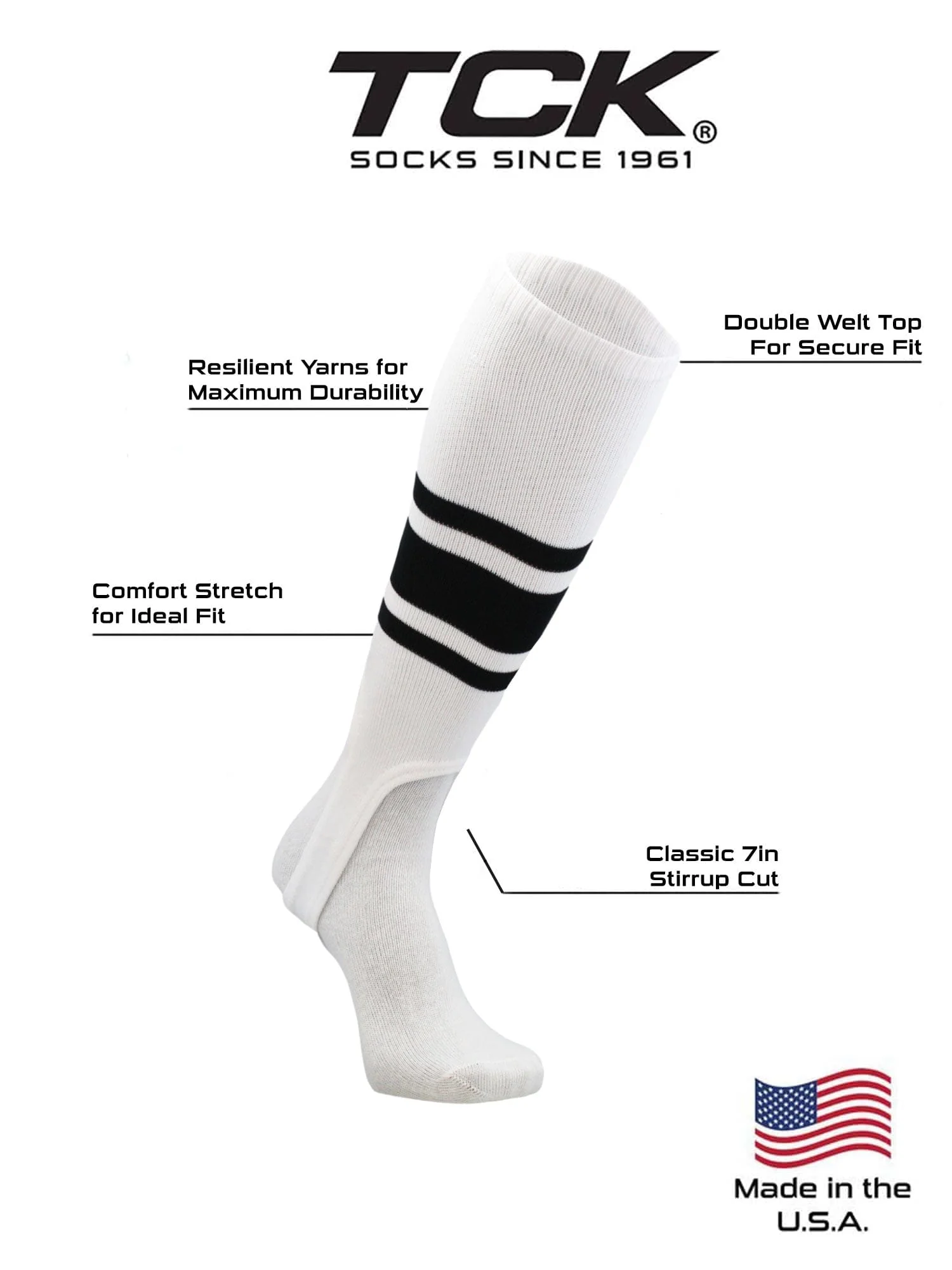 White Stirrups for Softball and Baseball with Stripes - Image 7