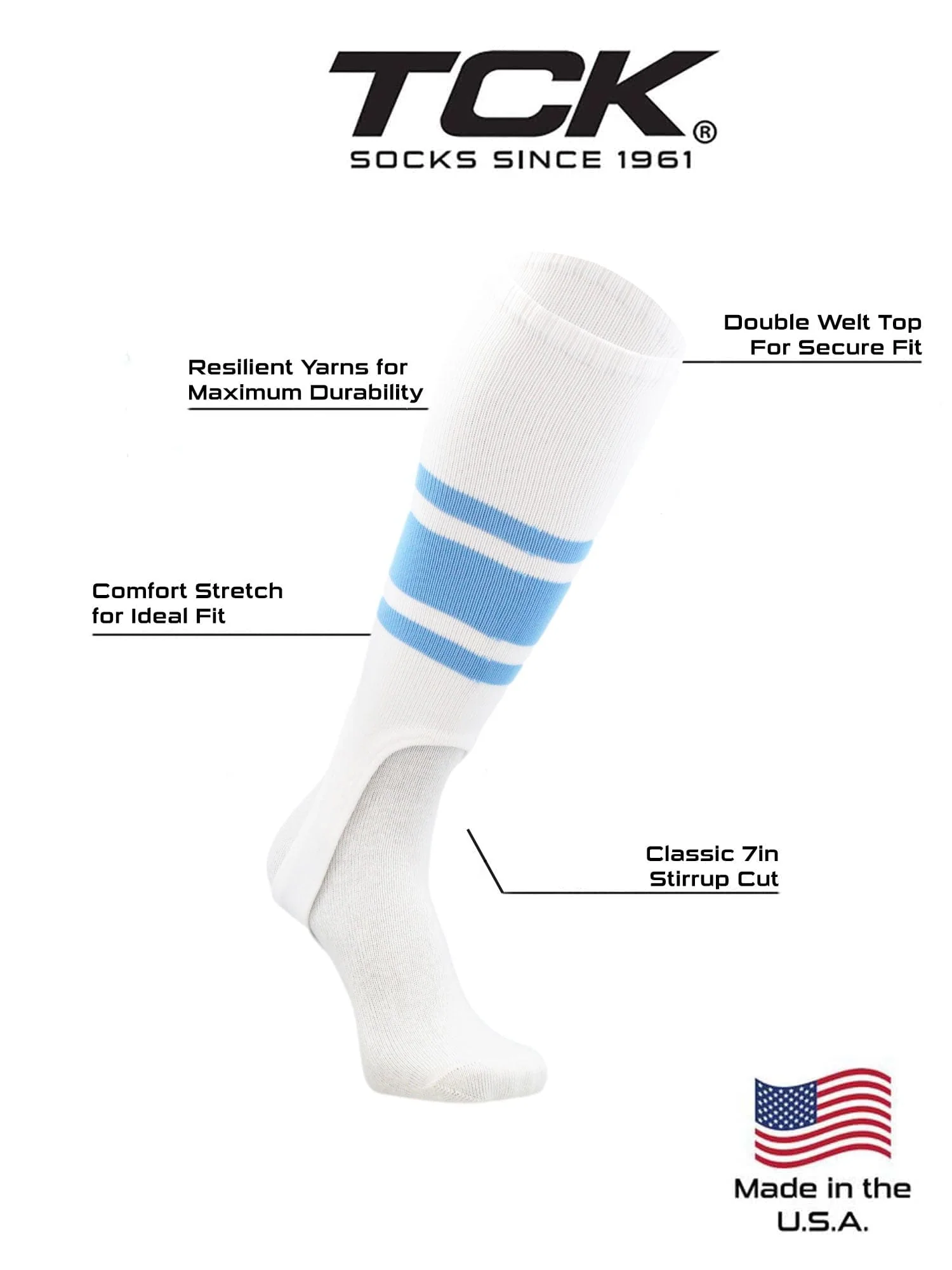 White Stirrups for Softball and Baseball with Stripes - Image 9