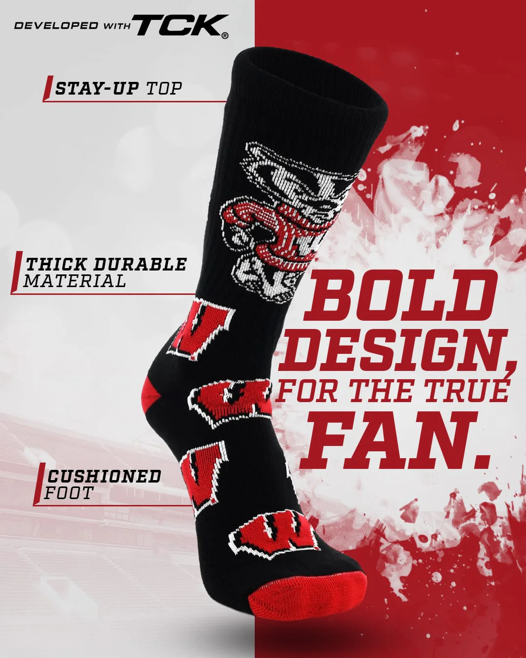 Wisconsin Badgers Mayhem Crew Socks - Image 2