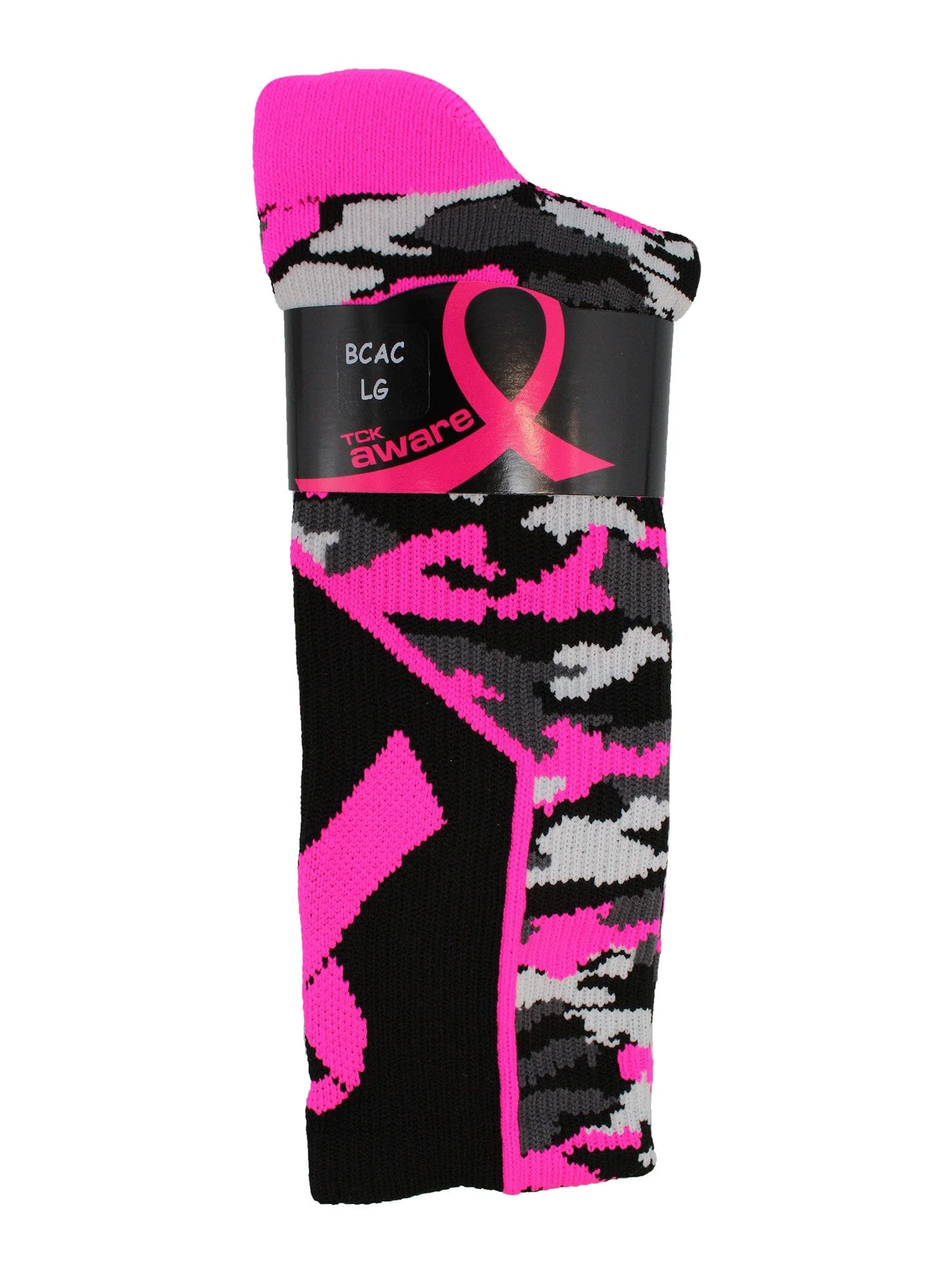 Breast Cancer Awareness Crew Socks Pink Camo - Image 3