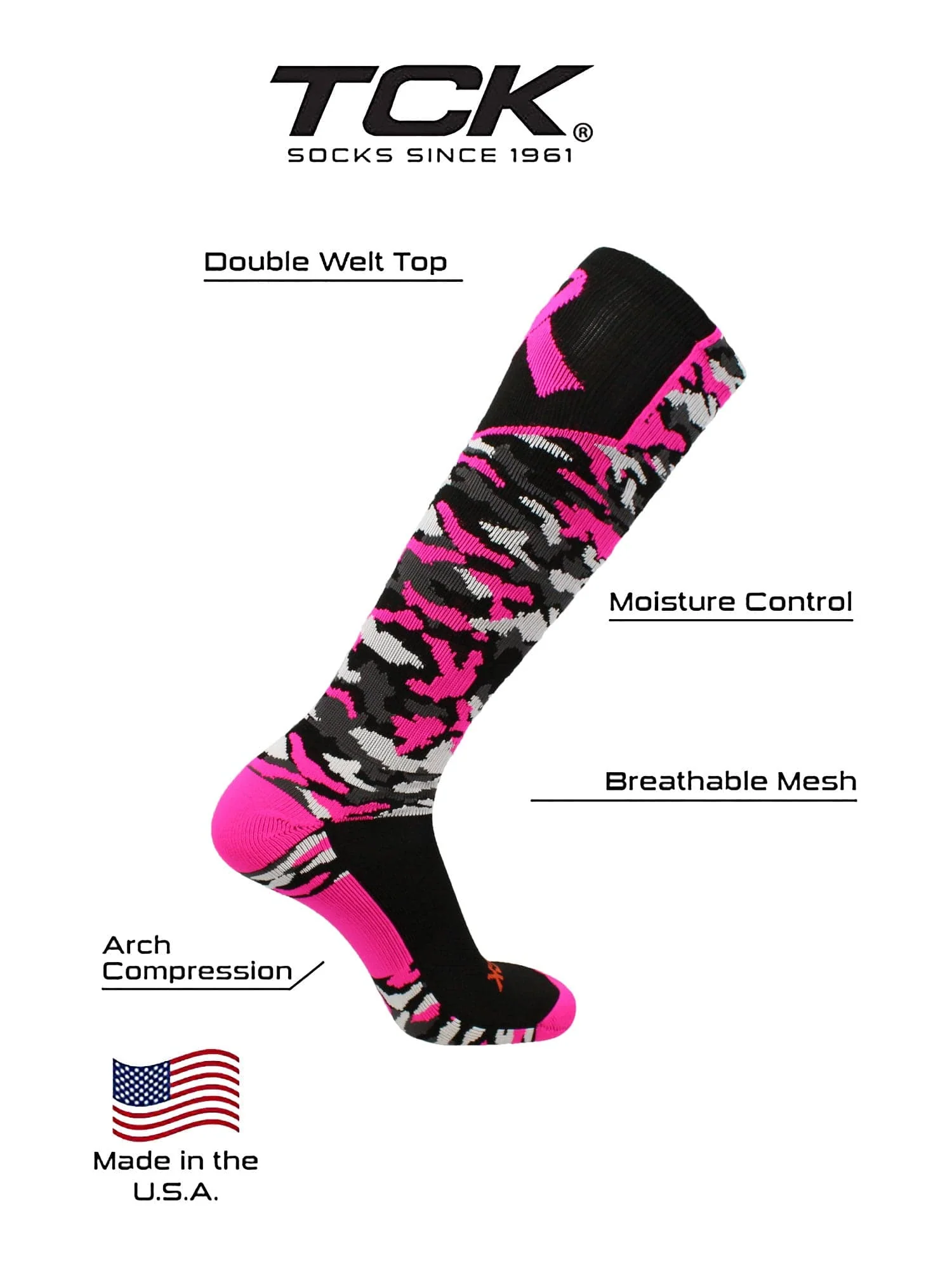 Breast Cancer Awarness Socks Pink Camo Over The Calf - Image 4